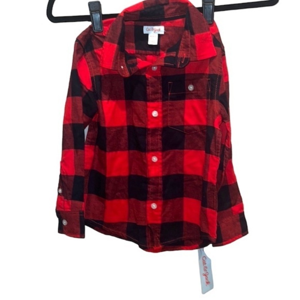 New Cat & Jack Buffalo Plaid Buffalo Check Flannel Shirt Size 4/5 NWT